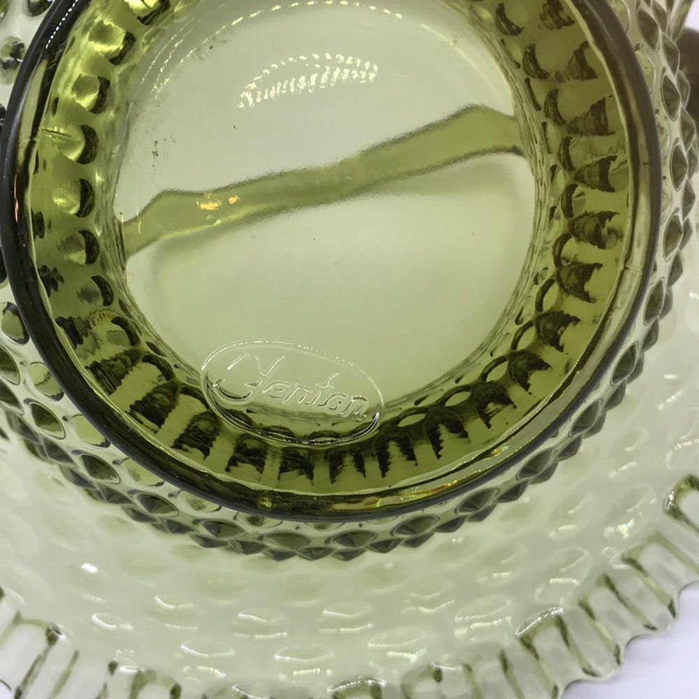 Vintage Fenton Green Glass Hobnail Basket - Picture 5 of 5